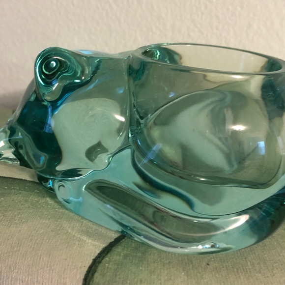 INDIANA GLASS  CO -FROG - SLEEPING KITTEN - TORTOISE  TEA LIGHT  HOLDER - Picture 14 of 16